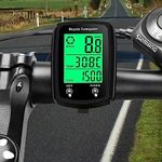 EXGUEACK Bike Computer Wired, Waterproof Bicycle Speedometer and Odometer with Back Light,19 Functions Cycle Pedometer with Large LCD Touch Screen for Outdoor Men Women Teens Bikers (Black)