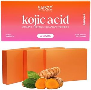 SAISZE Turmeric Soap Bar, 3 Pack Kojic Acid Soap, Gentle for face and body with Vitamin C, Collagen, Shea Butter, Olive Oil, Fresh Citurs Scent