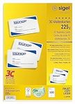 SIGEL LP798, 85x55 mm (A4), Business Cards, 3C, smooth cut all around, with rounded corners, 225 gsm, printable, bright White, 100 Piecesequal to10 sheets