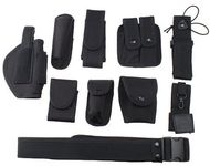 Bargain Crusader Modular Equipment System Belt for Security & Police (Adjustable 35"-45". 9 Pouches, Black)