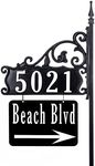 Address America USA Handcrafted, Double-Sided Reflective Boardwalk Customized Home Address Sign with House Number and Large Name Rider – 58” Pole - NP