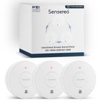 Sensereo Wireless Interconnected Smoke Alarm, Smoke Detector, Fire Alarm with 10-Year Sealed-For-Life Battery & LED Indicator, 820 ft Transmission Range, CE EN14604 Marked (3-Pack)