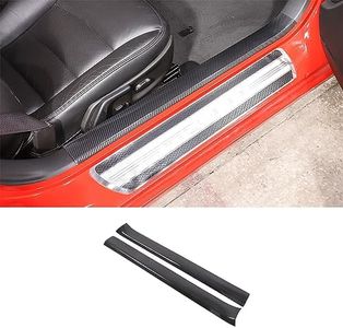 Qiosreui Built in Door Scuff Plate Cover for C6 Corvette 2005-2013, Car Door Threshold Anti-Scratch Sill Protector Cover, Door Entry Guards Scratch Cover, Threshold Guard, Dry Carbon Fiber (Black)