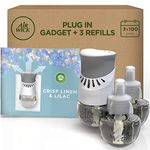 Air Wick Plug in Diffuser Kit, Crisp Linen and Lilac, 1 Device & 3 Refill (19ml), Long Lasting Fragrance, Lasts up to 300 days, Plug in Air freshener