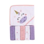 Luvable Friends Unisex Baby Hooded Towel with Five Washcloths, Unicorn, One Size