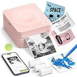 Nelko Sticker Printer, PM230 Mini Printer Bluetooth Portable Sticker Maker with 3 Rolls, for DIY Creation, Study Notes, Pictures, Receipts, List, Multiple Templates for Phone & Tablet, Pink