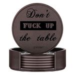 Thipoten Funny Coasters, Leather Coasters with Stand, Protects Furniture from Water Marks, Scratches and Damages (6 Pack) Brown