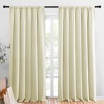 NICETOWN Room Darkening Curtains for Bedroom - Triple Weave Home Decoration Thermal Insulated Solid Drapes for Patio Door (Beige, Set of 2 Panels, 70 x 95 Inch)