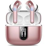 Ear Buds Wireless Earbuds, 50Hrs Playtime Bluetooth Earphones, Bluetooth Headphones 5.3, In Ear with 4 ENC Call Noise Cancelling Mics, Bass Boost 85%, Mini Earbuds IPX7 Waterproof, USB-C(Rose)