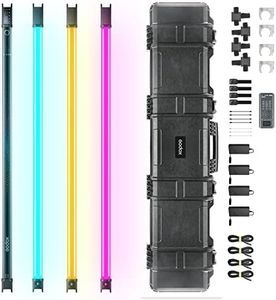 Godox TL120 RGB Tube Light 4 Packs, 2700K-6500K Rechargeable Dimmable Full Color LED Video Light Stick 4-Lights, CRI 96+, TLCI 98+ with Built-in 5200mAh Battery and APP DMX Control