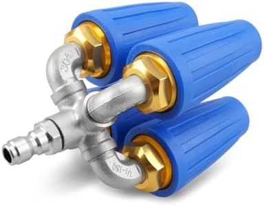 ULXIOM 4-in-1 Pressure Washer Turbo Nozzle, 1/4" Quick Connector, 360 Rotating, 2.5 Orifice Twin, 4000 PSI