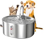 QUMOX Stainless Steel Cat Water Fountain: 108oz/3.2L Automatic Pet Water Dispenser – Indoor Cat Drinking Fountain with Water Level Indicator – Cat Feeding & Hydration Solution