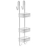 Bamodi Shower Caddy Hanging Stainless Steel - Rustproof 3-Tier Storage Basket - No Drilling Required - Large Hangable Bathroom Shower Caddies with 2 Towel Hooks - For Tall Bottles