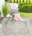 the carpet Palma Indoor & Outdoor Rug, Flat Weave, Robust, Modern Design, Vintage Look, Used Look, Super Flat, UV and Weather Resistant, Orient Pattern, Grey Orient, 160 x 230 cm