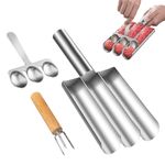 3 PCS Meatball Maker Tool, Stainless Steel Triple Meatball Maker with Cutting Spade and Fork for Cooping Cookie Dough Or Sorbet, Non-Stick Meatballs Maker Spoon, Meatball Making Set (A)