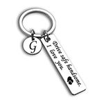 Drive Safe Keychain for Boyfriend with Initial Letter Birthday Christmas Valentines Day Gifts for Boyfriend Couple Husband Dad (G-silver)