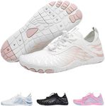 Hike Footwear Lazuli Pro - Healthier and Comfortable Feet with Barefoot Shoes, Lightweight Flexible, Arch Support, Wide Walking Shoes (Unisex) White - Pink
