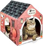 LiBa Cardboard Cat House with Scratch Pad and Catnip, Cat Scratcher for Indoor Cats, Cat Bed, Cat Scratching Toy, Cat Gifts for Cats - Detective