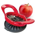 Progressive Prepworks by 16-Slice Thin Apple Slicer and Corer, GPC-2701, Perfect for Apples or Pears, Attached Safety Cover Protect Fingers While in-Use and Blades While in Storage, Red