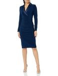 Adrianna Papell Women's Jersey Tuxedo Dress, Midnight, 8