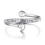 MANBU Sterling Silver Semicolon Ring for Women: I am Enough Keep Going Ring Engraved Inspirational Message Supporting Jewelry Gifts for Daughter Sister, Sterling Silver, No Gemstone