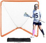 VEVOR Lacrosse Goal, 4' x 4' Portable Lacrosse Net for Small Kids, Folding Lacrosse Goal with Carry Bag, Iron Frame Backyard Training Equipment, Quick & Easy Setup, Perfect for Youth Training, Orange