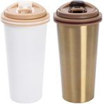 Hedume 2 Pack Travel Mugs, 12 oz Insulated Coffee Cup with Leakproof Lid, Reusable Stainless Steel Double Walled Vacuum Tumbler for Hot and Cold Water, Coffee and Tea