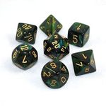 DND Dice Set-Chessex D&D Dice-16mm Scarab Jade and Gold Plastic Polyhedral Dice Set-Dungeons and Dragons Dice Includes 7 Dice - D4 D6 D8 D10 D12 D20 D% Multi-Coloured 27415