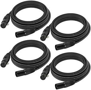 Gruolin 25ft DMX Cable, 4 Pack 7.62m DMX Light Cables DMX Wires, 3-Pin XLR Male to Female Stage Signal Cable with Metal Connectors for DMX512 Stage & DJ Lighting fixtures
