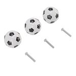 3 Set Soccer Cabinet Knob, Football Cabinet Knobs Ball Sports Theme Single Hole Drawer Ceramic Handle Pulls for Cupboard Wardrobe