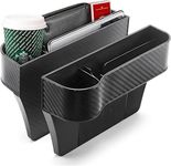 Hysenm 2 Pack Car Seat Gap Filler Organiser, Seat Gap Storage Box with Cup Holder Carbon Fiber Texture Plastic with Usb Charging Hole, Car Seat organiser Front Gap Filler