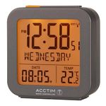 Acctim Invicta Digital Alarm Clock Radio Controlled Crescendo Alarm Date & Temperature Display Grey