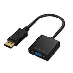 DP to VGA Adapter, Gold-Plated DisplayPort to VGA Converter Male to Female 1080P(Black)