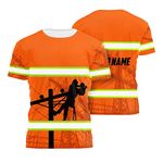 HiVis Custom Shirt Orange Lineman Custom Name High Visibility Shirt for Men Reflective Shirt Hi Vis Shirt Safety Workwear for Canadian - 8 Sizes S to 5XL (S)