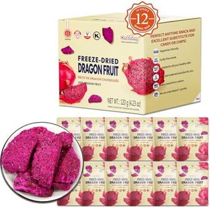 ONETANG Dried Dragon Fruit Chips (Pack of 12) for Drinks Refreshers, Healthy 1 Ingredient Superfood Snack, Crunchy Crisp, Dehydrated Dry Red Pitaya Pieces, Gluten Free Vegan 4.23 Oz