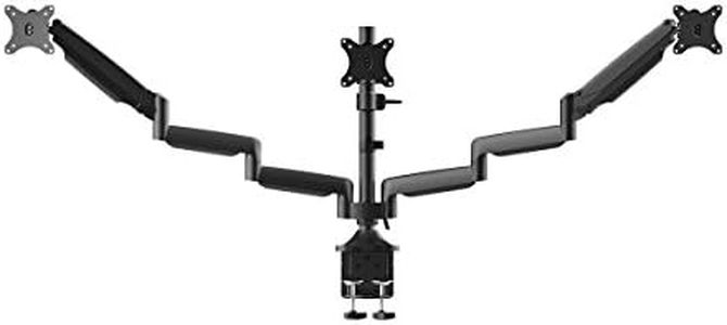 Monoprice 129406 Triple Monitor Gas Spring Mount for up to 32" Screens, Locking Center Mount high-Strength Steel and Aluminum Structural Components - Workstream Collection Black