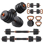 FEIERDUN Adjustable Dumbbells, 70lbs Free Weight Set with Connector, 4 in1 Dumbbells Set Used as Barbell, Kettlebells, Push up Stand, Fitness Exercises for Home Gym Suitable Men/Women