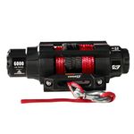MotoAlliance UTV/ATV 6000lb Wide Spool Winch Kit - 1.1 HP 60 feet Red Synthetic Winch Rope for Off Road Trailer Towing - VIPER V3 Waterproof Winch