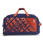 Skybags Ortix Polyester 65 cm Medium Size 73L Stylish Duffle Trolley Bags for Travel with 2 Wheels - Blue/Orange
