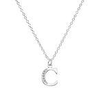 Kraven S925 Silver Initial Necklace Charm Necklace, Dainty Cubic Zirconia Letter Dainty Necklaces Jewelry Birthday Gifts for Women Girls (C)