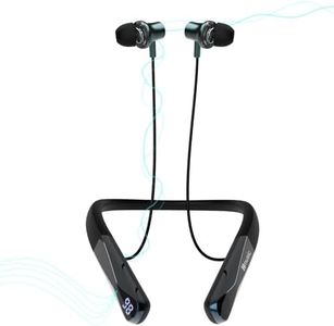 Hmusic H08 Neckband Headphones Bluetooth 6.0,Wireless Neckband Earbuds,Voice Return Mic,35H Battery Life,IPX5 Waterproof,Power Display,Call Alerts,Around the Neck Magnetic Earphones for Singing,Sports
