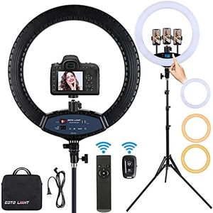 19 inch LED Ring Light with Tripod Stand Selfie Ring Light, LCD Display Touch Screen, Dimmable Light for Makeup Studio Portrait Vlog Video Shooting with Carrying Bag and Remote Controller, CRI>97…