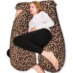 Chilling Home 59 Inch Leopard Print Pregnancy Pillow for Sleeping, Full Body Pillow for Adults, Maternity Pillow for Pregnant Women, Comfort U Shaped Pregnancy Pillow with Removable Washable Cover