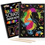 Amitasha 2 Pc Magic Scratch Book for Kids 3 6 12 Years Drawing Sketch Art Craft Coloring Books with Stylus Pre School Supplies for Girls Boys Birthday Return Gift