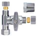 YUHX Brass Angle Stop Add-A-Tee Valve for TOTO Washlet Bidet and Handheld Sprayer, 3/8 Compression Connector 3 Way Diverter 3/8"x3/8"x3/8" or 1/2" Toilet T Adapter