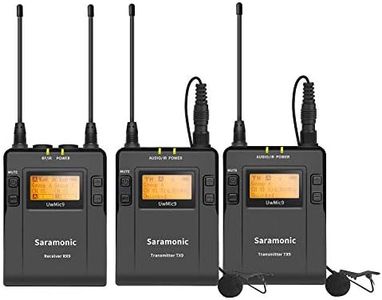 Lavalier Wireless Camera Microphone System for New Gathering Interview Vlog, Saramonic 96-Channel UHF Lapel Mic for Interview Podcast DSLR & Camcorder Video Sony RX0 YouTube Facebook Livestream
