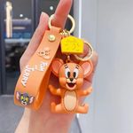 Kawaii Kart Premium 3D Rubber Figure Keyrings Tom & Jerry Creative Cartoon Keychain - Jerry | Suitable to use as Bag Charm, Car Keychain, Bike Keychain | Best For Friend, Brother & Sister Gift