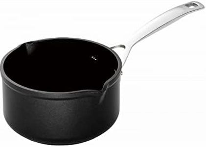 Le Creuset Toughened Non-Stick 16cm Milk Pan w/ 2 Pouring spouts, Aluminium, 51109160010002 , Black
