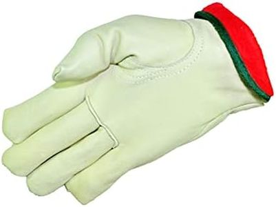 G & F 6013L-3 Cold Weather Premium Genuine Grain Cowhide Leather Gloves with Red Fleece Lining (3 Pair), Winter Work Gloves, Driving Gloves, Men's Large
