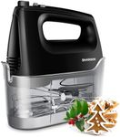 SHARDOR Hand Mixer Electric Whisk, 400W All-Pure Copper Hand Whisk,6 Speed & Turbo Mixer Electric Handheld, Snap-On Storage Case,5 Stainless Steel Accessories for Kitchen Baking,Black